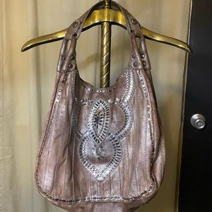 Vintage Lockheart Suede Metallic Studded Hobo Bag